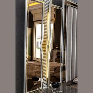 Meubles de chambre à coucher en teck de qualité supérieure Aurevella, ensemble de chambre à coucher en bois massif, artisanal, luxueux, élégant, moderne, avec des éléments en métal - Product Image 5