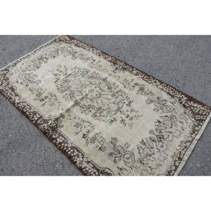 พรมตุรกีทำด้วยมือสีเบจสีน้ำตาล3.8 x 6.6ft สไตล์คลาสสิกรูปสี่เหลี่ยมผืนผ้าโถงทางเดินสำหรับห้องนั่งเล่นห้องนอนข้างเตียง4เมตร - Product Image 4