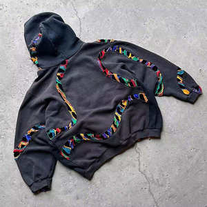 Kafany Garment 100% algodón French Terry Hoodie 420gsm Heavyweight Color Block & Bordado Recortado Estilo Vintage - Product Image 6