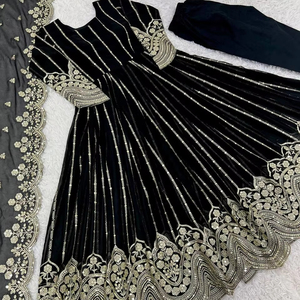 Vestido de trabajo de secuencia de bordado Georgette de imitación pesado de último diseñador por FabZone - Product Image 1