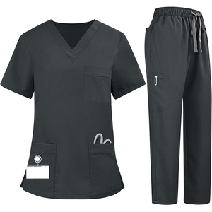 Conjunto médico de mujer lienzo 100% algodón manga larga Snap Front profesional cuidado de la salud uniforme Top - Product Image 1
