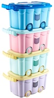 Afossa 50L Rectangulaire Empilable à Roulettes en PP Moulé par Injection Écologique Robuste Moderne Multifonctionnel pour Rangement de Jouets Familial