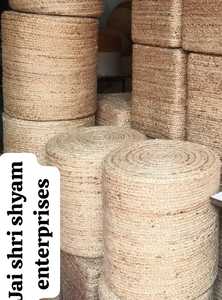 Pouf rond moderne en jute, fait à la main, en corde, 2 pièces, mobile, naturellement tressé, accessoire décoratif pour chambre à coucher, hall et salon - Product Image 2