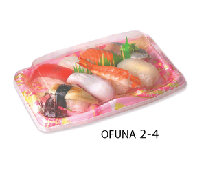 Barquettes rectangulaires jetables en plastique rouge Folin-Sinhirose OFUNA 2-4, Vietnam, emballage alimentaire en polystyrène traité sous blister, sushi - Product Image 3
