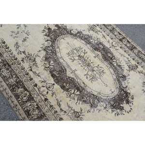 พรมสไตล์ตุรกีโบราณขนาดใหญ่6.4x9.7ฟุตลายปะต่อสีน้ำตาลเบจคลาสสิกน้ำยางวัสดุขนสัตว์สำหรับห้องนอนห้องโถง - Product Image 5