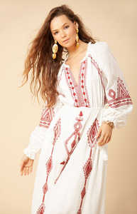 เดรสยาวปักสไตล์ยูเครนสำหรับผู้หญิงแม็กซี่แขนยาวสไตล์โบโฮแฟชั่นสไตล์โบฮีเมียนฤดูร้อนหรูหรา - Product Image 2