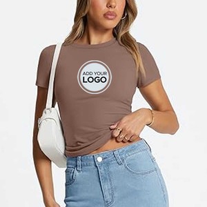 Camiseta para mujer Build Your Brand Ladies Cropped Tee Camiseta para mujer - Product Image 3