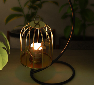 Portavelas con Forma de Jaula de Pájaro en Tono Dorado, Portavelas Vintage para Velas de Té, Decoración Rústica de Estilo Campestre - Product Image 1