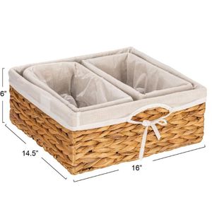 Panier à linge tendance fait à la main paniers de rangement quotidiens utiles en jacinthe d'eau en gros rangement de cuisine en paille pour la décoration intérieure - Product Image 4