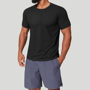 Camiseta Deportiva de Verano para Hombre con Logotipo Personalizado, Ligera, Informal, 88% Poliéster, 12% Elastano, Color Sólido, Manga Corta - Product Image 1