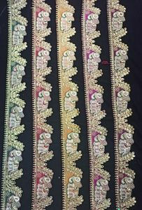 Rubans brodés à la machine et personnalisés, 4 pièces, broderie à paillettes et boutons colorés noirs pour robes de mariée - Product Image 3