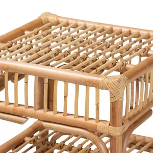 Table d'appoint carrée moderne en rotin et bambou faite à la main avec double rangement Meubles de maison au design naturel pour le salon - Product Image 3