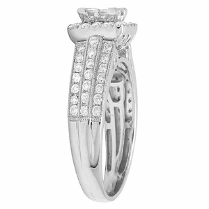 Anillo de plata esterlina S925 con diseño cuadrado de diamante Moissanite redondo y Princesa para mujer - Product Image 2