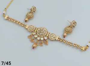 INDIAN TRADITIONAL and FASHIONABLE COPPER <b>JEWELLERY</b> BRIDAL WEDDING <b>JEWELLERY</b> <b>SET</b> for WOMEN EARRINGS and NECKLACE <b>SET</b> - Product Image 3