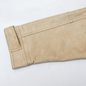 Women's <b>Beige</b> Leather Bomber <b>Jacket</b> Wholesale Manufacturers' Custom Zipper Multi-Pocket Stylish Designer Casual Outerwear Winter - Product Image 5