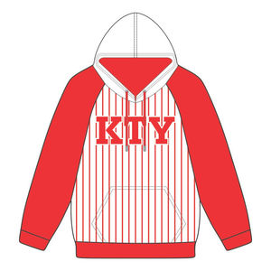 Sudadera con Capucha Blanca KAP, Mangas Raglán Rojas con Rayas, Mezcla de Algodón, Ropa de Fraternidad Griega, Divine Nine HBCU, Mercancía Griega - Product Image 2