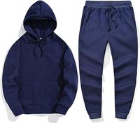 Conjunto Deportivo Informal Unisex de 2 Piezas, Sudadera con Capucha y Pantalones Deportivos Lisos Estilo Urbano de Invierno, Poliéster/Algodón Felpa