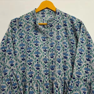 Vestido largo de algodón indooccidental de diseñador, vestido de fiesta de estilo bohemio Vintage para mujer, traje Vintage de estilo indio - Product Image 1