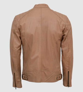 Veste de moto en cuir de vachette de qualité supérieure pour homme, imperméable, col montant, logo frontal - Product Image 2