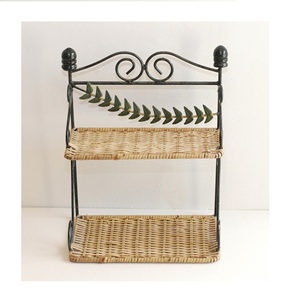 Étagère à épices en métal à deux niveaux la plus vendue étagères d'organisation de stockage de cuisine portable support d'organisation d'épices en métal à base de bois - Product Image 4