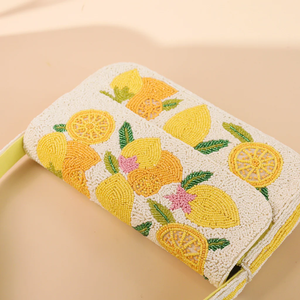 Sac à main en perles fait main pour femmes, sac de plage d'été, sac fourre-tout avec motif de fruits, vente en gros - Product Image 4