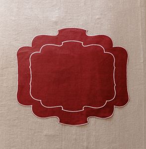 Set de table de mariage européen de luxe en lin avec broderie sur la bordure, réutilisable, lavable, bords propres - Product Image 3