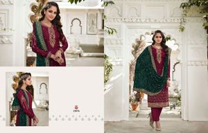 ชุดสูทแฟนซี Salwar Kameez สำหรับผู้หญิง,ชุดสูทปักลายแนว Georgette สไตล์อินเดียชุดแต่งงานยาวชุดสูท Kurti - Product Image 6