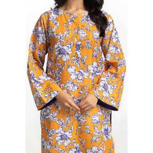 เสื้อเชิ้ตผู้หญิงลายดอกไม้พิมพ์ลายด็อบบี้เนื้อผ้ามัสตาร์ดแบบสบายๆ คอจีน ทรงหลวม ไซส์ XL 4XL สำหรับฤดูใบไม้ผลิ/ฤดูร้อน - Product Image 2