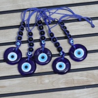 Porte-clés en verre bleu motif circulaire œil porte-bonheur, conçu pour protéger contre le mauvais œil et l'énergie négative