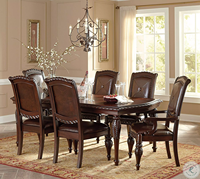 Ensemble Table à Manger Traditionnelle en Bois d'Acajou Massif pour Maisons, Appartements, Villas et Hôtels – Mobilier Durable en Bois Massif