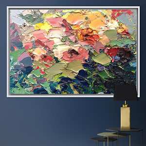 Impression sur toile de fleurs abstraites modernes - Œuvre d'art contemporaine colorée, 1P : encadré blanc - Product Image 1