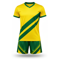 Seragam Voli Garis Diagonal Kuning Hijau Kustom Sublimasi Cepat Kering Kerah V Set Jersey Voli Latihan Tim
