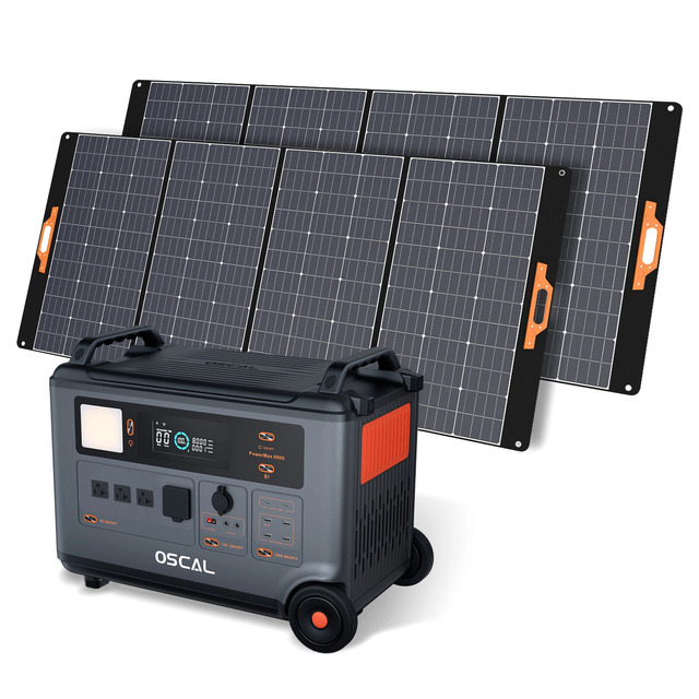 New Portable Power Station 6000W with 2x400W Solar Panel,3600Wh LiFeP04 Solar Generator for Home Use, Outdoor Camping DIY