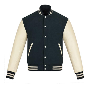Veste universitaire unisexe en cuir de laine de qualité supérieure, veste décontractée de basket-ball, style letterman, fermeture à glissière, ODM d'hiver pour hommes - Product Image 1