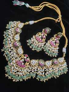 ชุดสร้อยคอพร้อมต่างหูสวยงามสำหรับเจ้าสาวที่สวยงามสำหรับผู้หญิงชุดโช้คเกอร์ชุบทองแบบโบราณ - Product Image 2