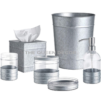 Ensemble de 6 pièces pour salle de bain en acier inoxydable couleur argent poubelle distributeur de savon porte-brosses porte-mouchoirs ensemble pour salle de bain