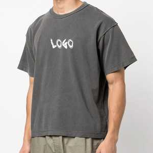 <b>High</b> Gsm Oversized Heavy Washed Customized T-Shirt 320g Garment Men's <b>Tshirt</b> for Men With Rib Collar 2025 - Product Image 1