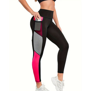 Women's High Waist Elastic Winter Gym Yoga <b>Leggings</b> Solid Color Compression Fit Cotton Bamboo Fiber Breathable Pockets Athletic - Product Image 1