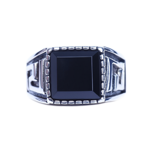 Anillo de Motero Harley para Hombre, Vintage, de Acero Inoxidable Plateado con Circonita Negra, Modelo SR139, Tallas 8-12 - Product Image 3