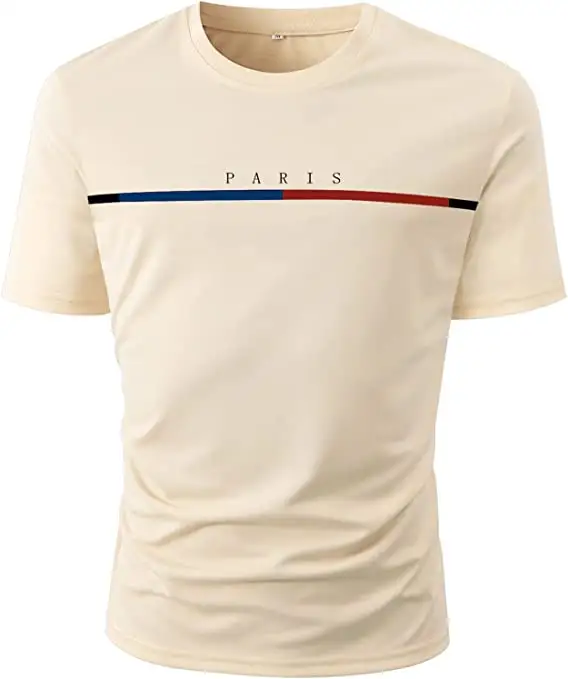 प्रिंट पेरिस शैली उच्च गुणवत्ता वाले पुरुषों की लघु आस्तीन OEM के टी शर्ट संग्रह स्लिम फिट ओ-गर्दन त्वरित सूखी कसरत थोक अनुकूलित