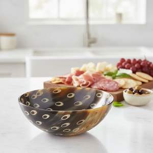 Bol en corne de buffle de style moderne, accessoire de service pour table à manger, décoration de cuisine, décoration de la maison, finition polie artisanale, écologique - Product Image 1