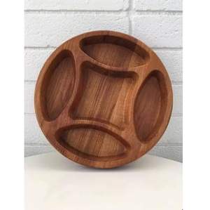 Assiette de service de forme circulaire vente chaude vaisselle en bois d'acacia plateau de service décor de service en bois plateau fournitures de restaurant et d'hôtel - Product Image 1