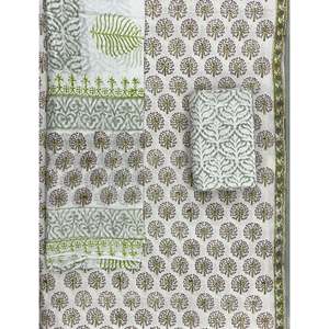 Unstitched <b>Block</b> <b>Printed</b> Mulmul Dupatta with Salwar Kameez Pakistani-Indian Style 3-Piece Dress Material for Daily Wear Parties - Product Image 1