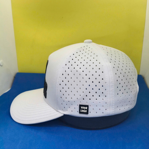 Sombrero con logotipo personalizado Gorras de béisbol de camuflaje Parche de PVC de goma Agujero cortado con láser Bill plano Impermeable Poly Sport Golf Sombreros de Vietnam - Product Image 4