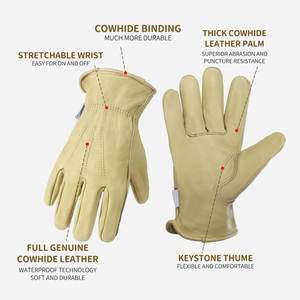 Guantes de cuero resistentes Guantes de cuero para conducir para hombres Ropa de carreras Guantes de seguridad para conductores de ajuste cómodo para montar al aire libre - Product Image 2