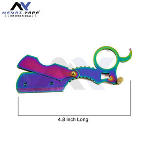 Rasoir de barbier classique à lame droite multicolores de 4,8 pouces pour hommes, pour un rasage de près, contrôle du doigt, outil de toilettage - Product Image 5