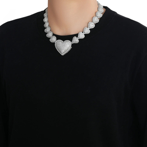 Collar de Cadena con Corazón Grande Simple para Mujer, Joyería con Incrustaciones de Diamantes, Collar con Forma de Corazón Infinito, Chapado en Oro para Mujer - Product Image 4