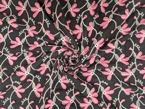 Tela Bordada Floral en 3D, Ligera y Transpirable, de Algodón Negro, para Vestidos y Kurtis de Mujer, Suministro al por Mayor - Product Image 2