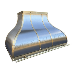 ดีไซน์ล่าสุด ฮูดดูดควันติดผนังแบบโบราณ ทำด้วยมือ วัสดุสแตนเลสสั่งทำพิเศษ พร้อมแถบทองเหลือง - Product Image 4