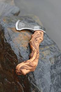 ชุดช้อนส้อมพร้อมด้ามไม้เถ้าพร้อมปลอกหนังขวานเหล็กคาร์บอน - Product Image 6